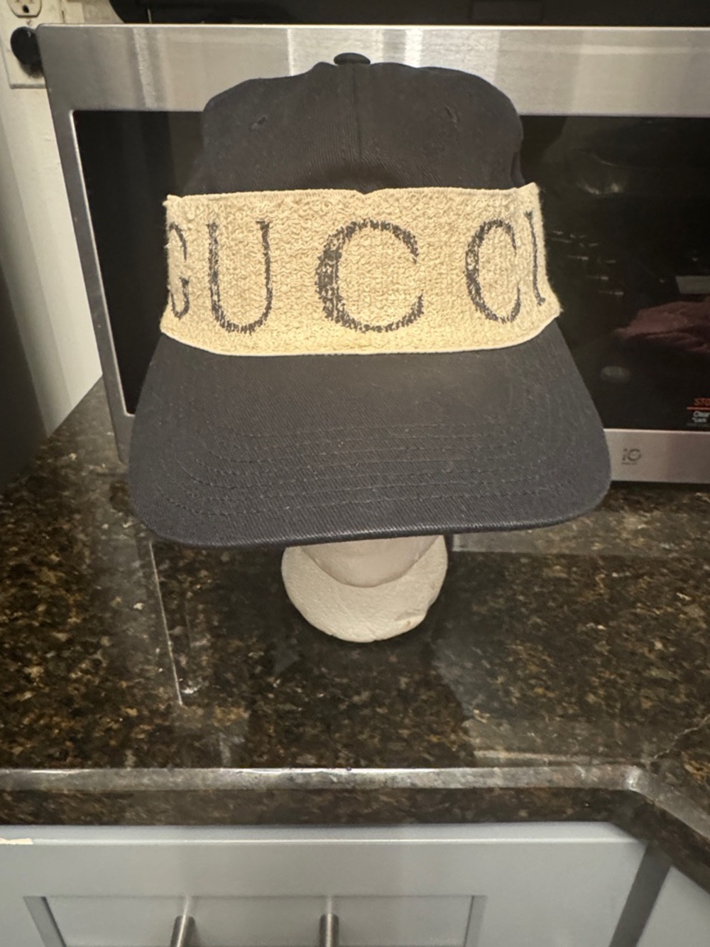 Gucci Black Cap with Beige Logo Terry Band